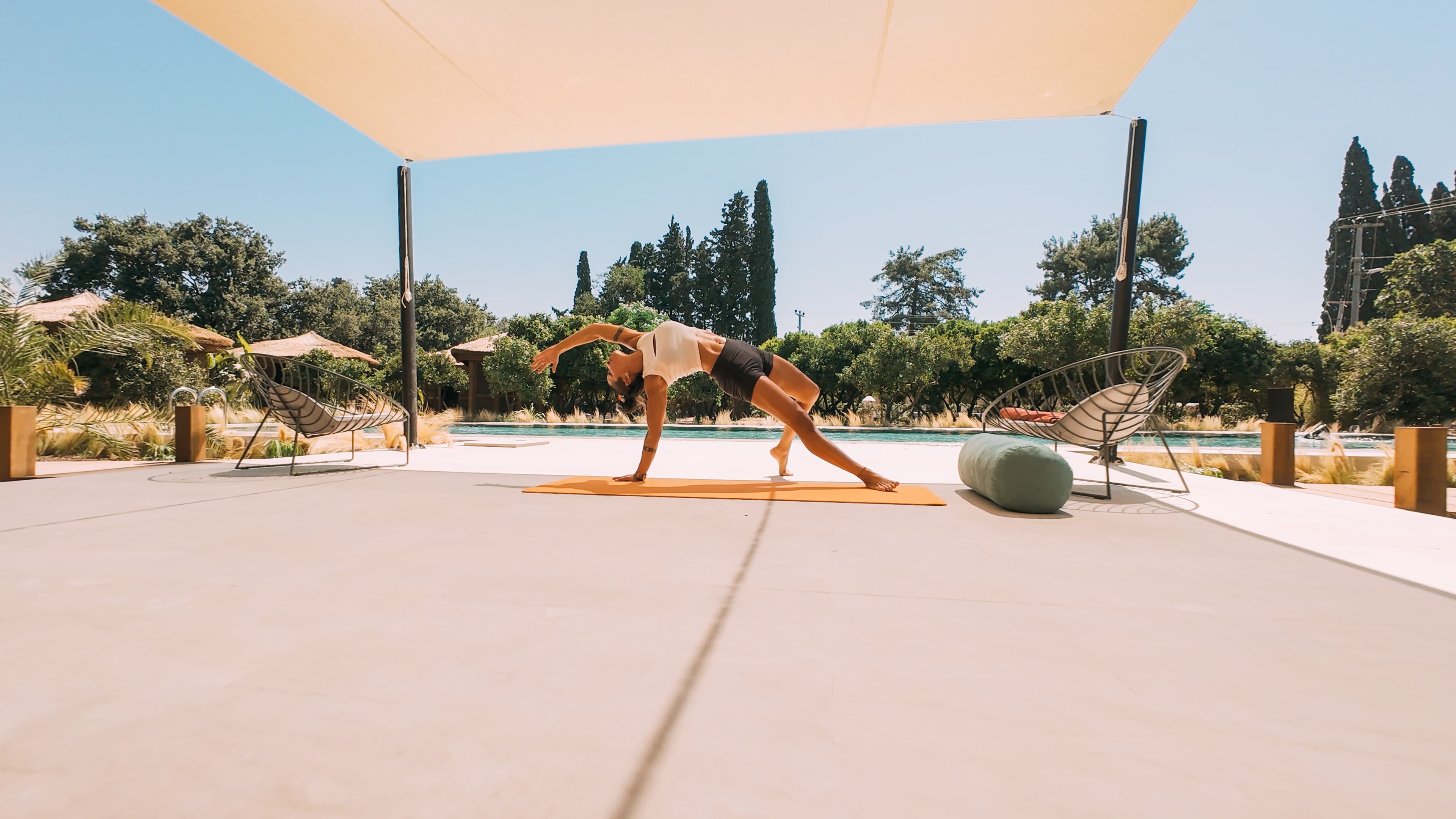 Person doing yoga outdoors