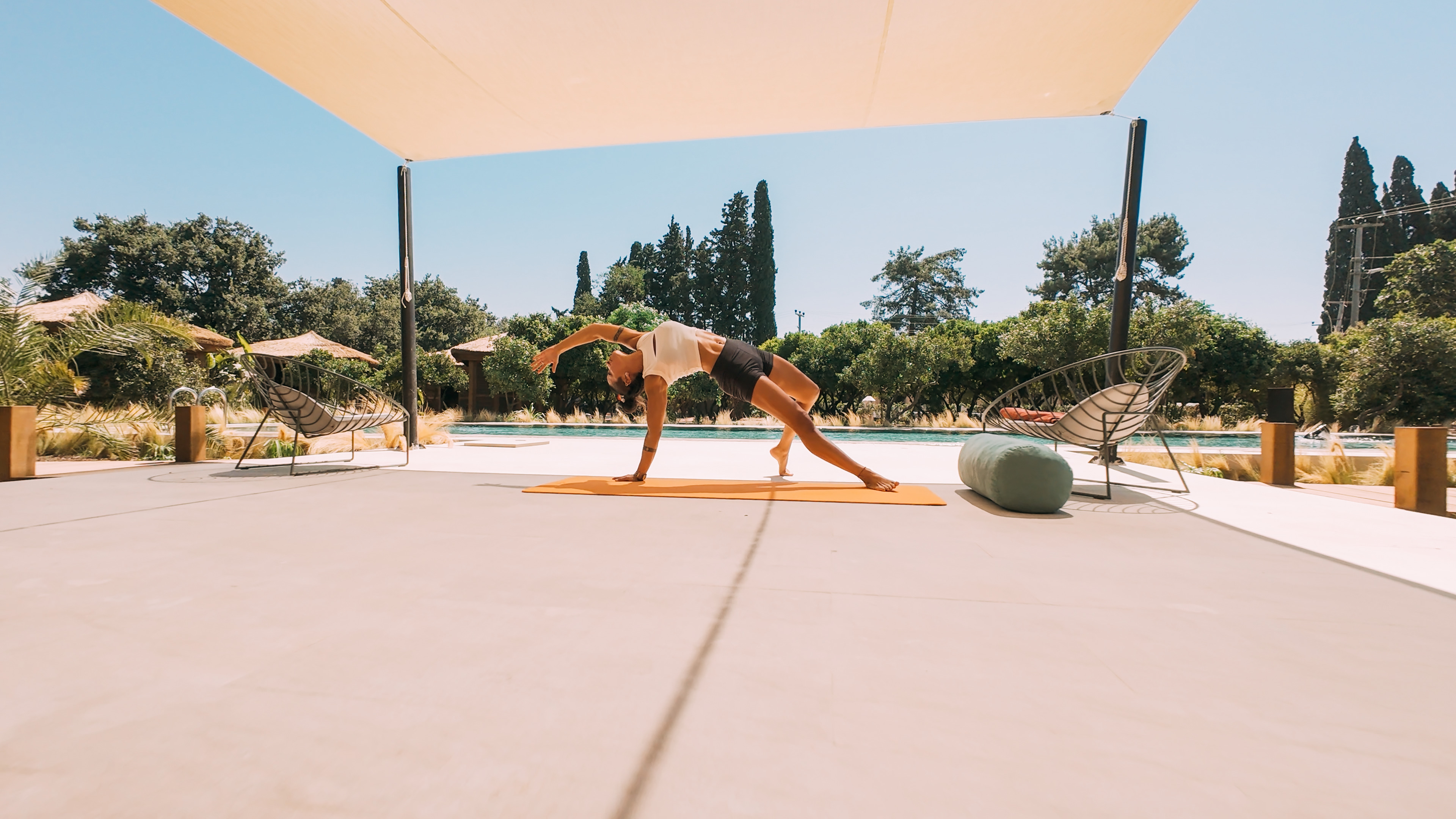 Person doing yoga outdoors